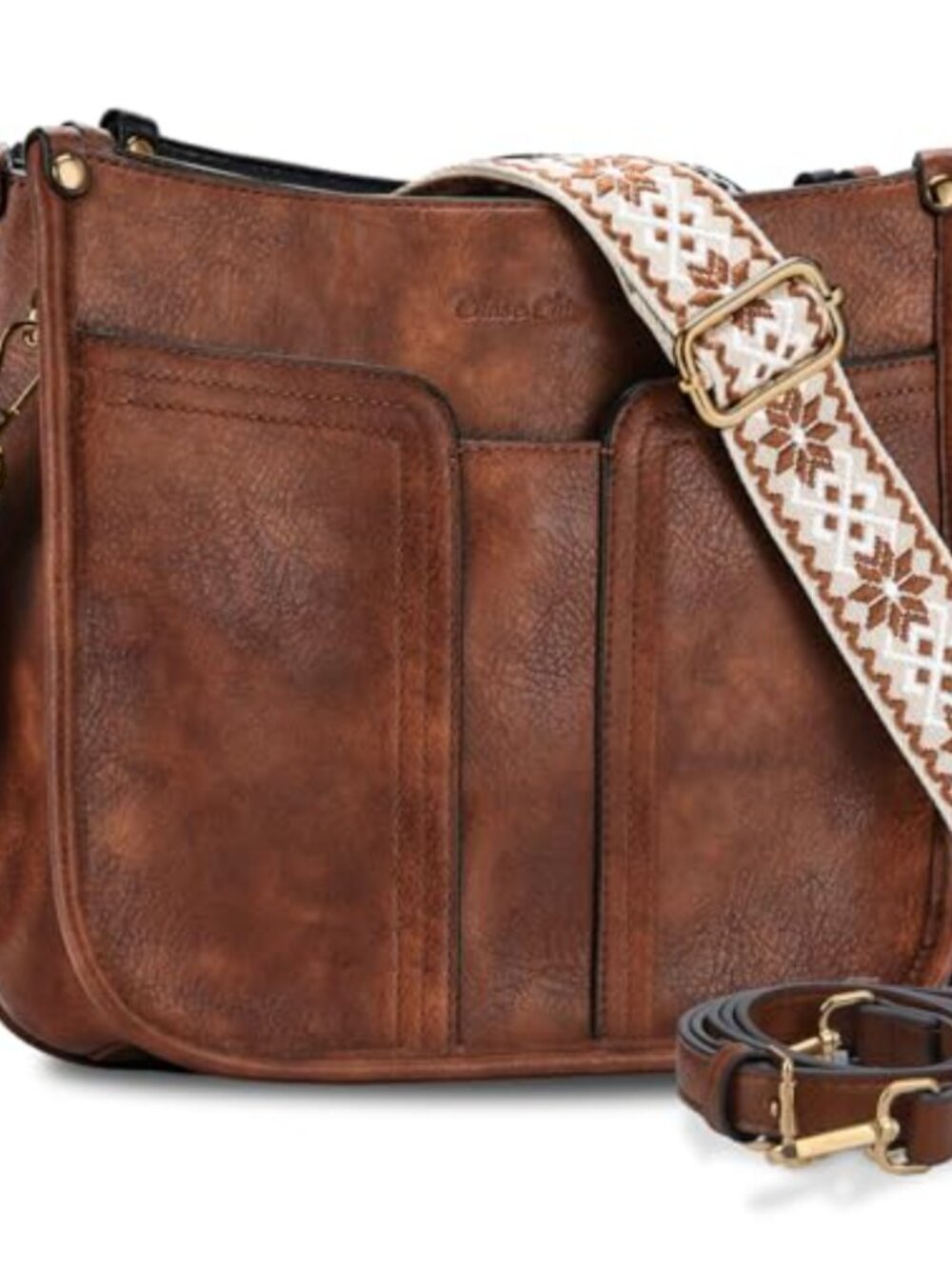 Vegan Leather Hobo Crossbody Bag Removable Adjustable Straps